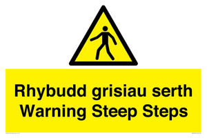 Rhybudd grisiau serth Warning Steep Steps